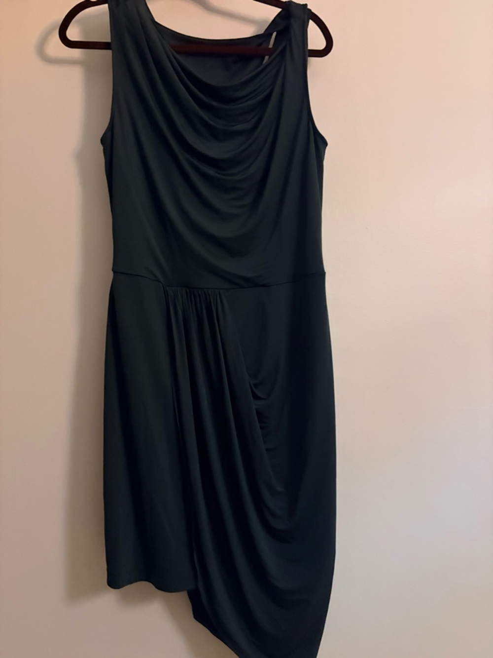 BCBGMaxAzria deep green Sleeveless Draped Asymmetrical Dress